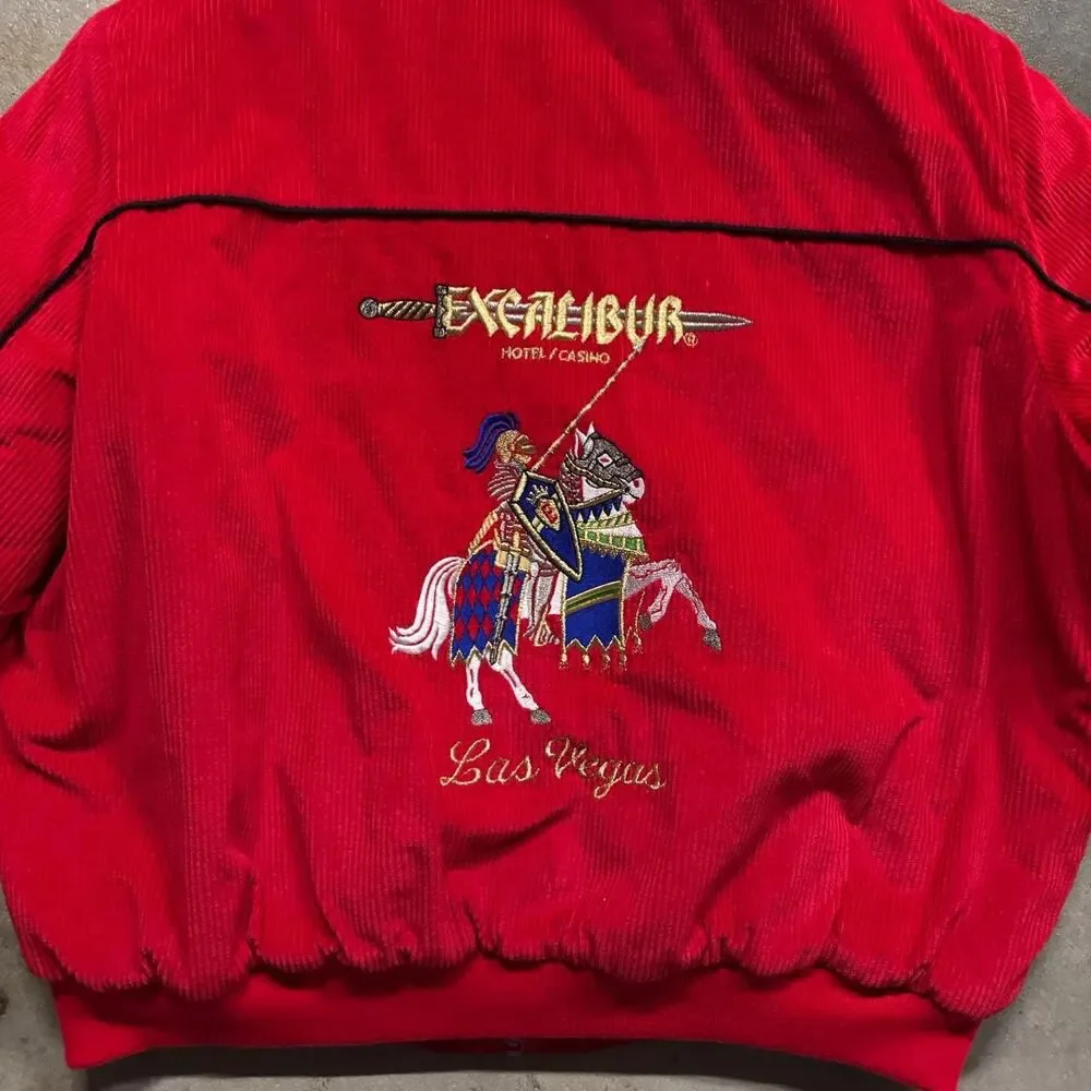 Vintage‎ Excalibur Embroidered Corduroy bomber jacket